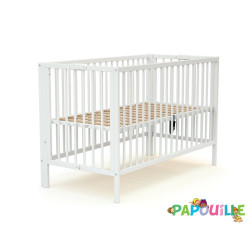 Lit bois pliant 60 x 120 réglable en hauteur blanc