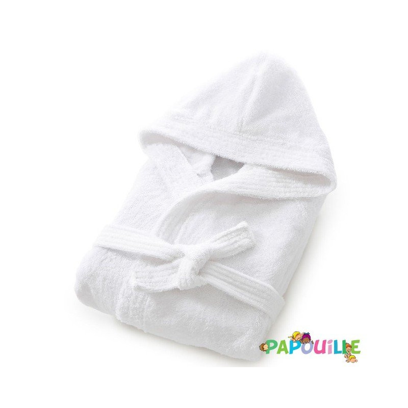 Peignoir de bain enfant à capuche blanc