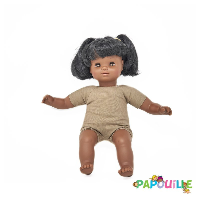 Poupée corps mou avec cheveux 30cm fille africain