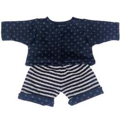 T-shirt et short Poupon 40 cm bleu marine