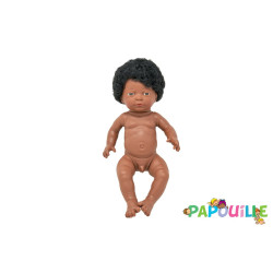 Poupon corps dur avec cheveux africain 40cm garçon mazal