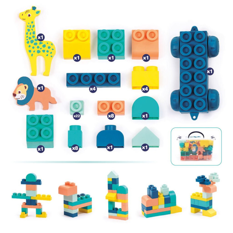 Blocs de constructions avec figurines animaux
