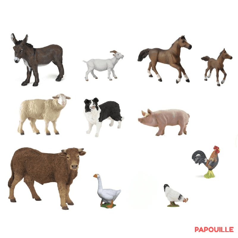 Figurines 11 animaux de la ferme (figurines papo)
