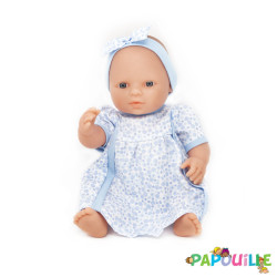 Poupée corps dur sans cheveux 30cm européenne robe bleu