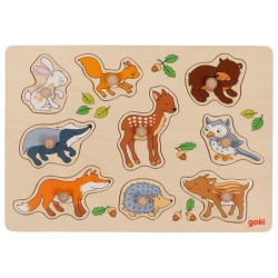Animaux de la foret , puzzle d'encastrements à bouton