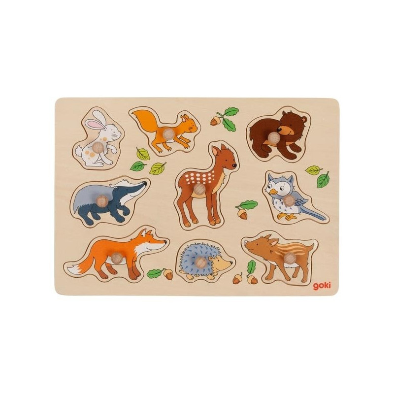Animaux de la foret , puzzle d'encastrements à bouton