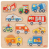 Puzzle à encastrer en bois avec bouton véhicule