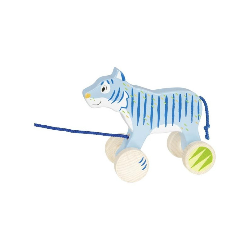 Animal à tirer en bois Le tigre bleu