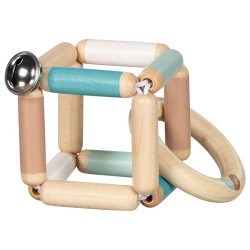 Hochet dé flexible bleu pastel avec clochette