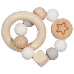 Hochet flexible étoile, gris blanc naturel
