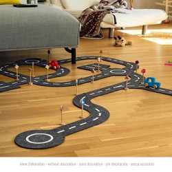 Circuit en feutre avec 2 voitures, 30 éléments