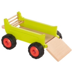 Tracteur avec remorque en bois