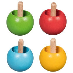 Toupies colorées qui se retournent en bois