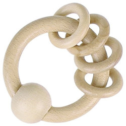 Hochet en bois - 4 anneaux