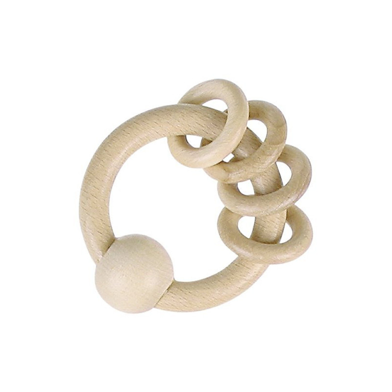 Hochet en bois - 4 anneaux