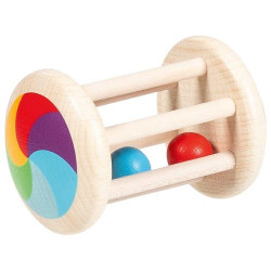 Hochet en bois à grelots
