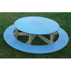 Table d'extérieur ronde avec banc ourson