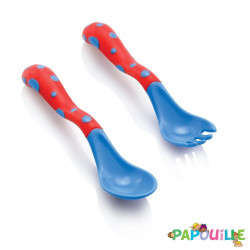 Lot de 1 fourchette - 1 cuillère d’apprentissage ergonomique