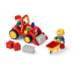 Voiture de construction avec figurines
