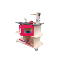 Cuisine ilot central en bois compact