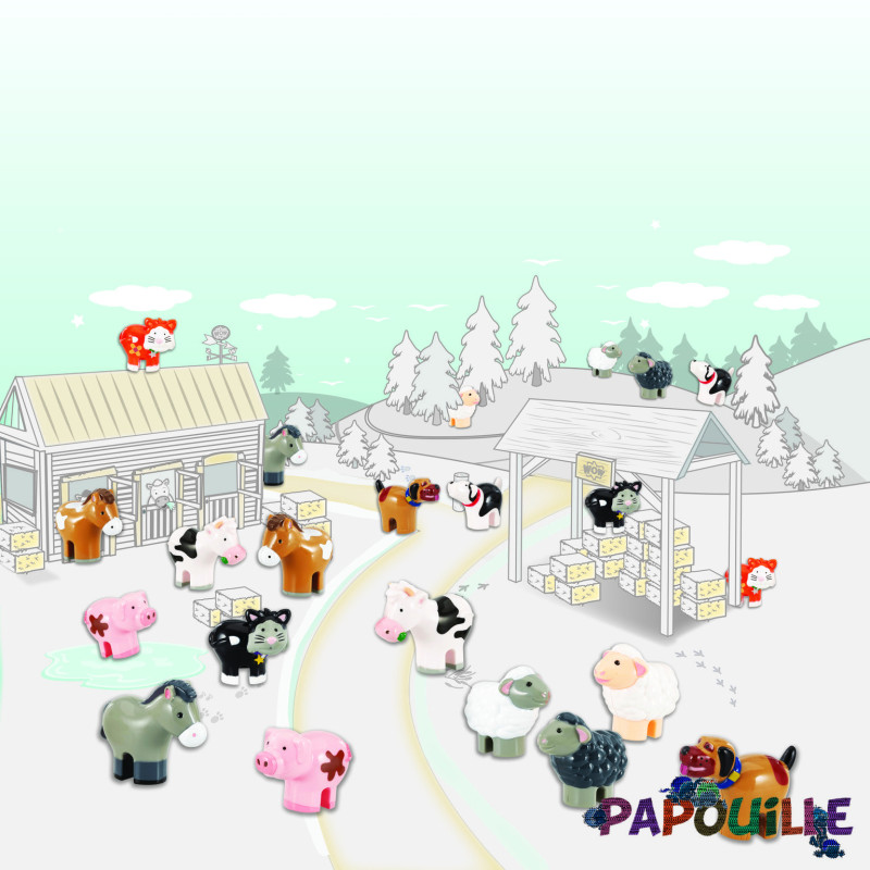 Set de 22 figurines les animaux de la ferme petit monde de wow