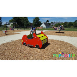 Voiture pour aire de jeu avec ressort en bois