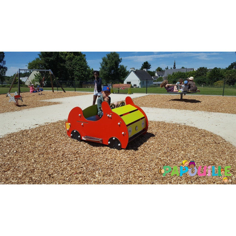 Voiture pour aire de jeu avec ressort en bois