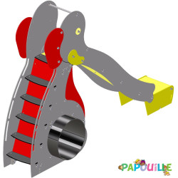 Toboggan en bois aire de jeu éléphant