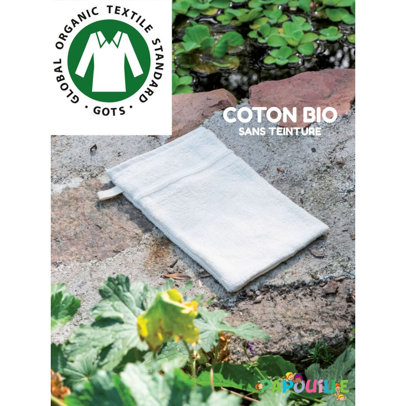 Gant de toilette 100% coton bio 15 x 21 cm