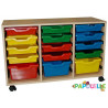 Meuble 3 colonnes avec 12 petits bacs et 3 grands bacs de rangements