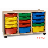 Meuble 3 colonnes avec 12 petits bacs et 3 grands bacs de rangements