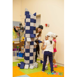 Cubes de constructions magnétiques de psychomotricité tissu 100 pièces bleu
