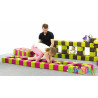 Cubes de constructions basic magnétiques de psychomotricité tissu 100 pièces fuchsia et jaune