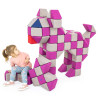 Cubes de constructions basic magnétiques de psychomotricité tissu 100 pièces fuchsia et jaune