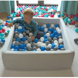 Piscine à balles carré pour bébé avec 150 balles 90x90cm gris clair balles gris et noir