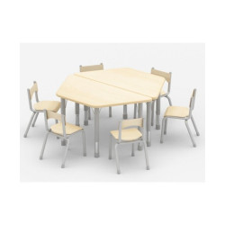 Table trapèze réglable en hauteur 120 x 60 cm