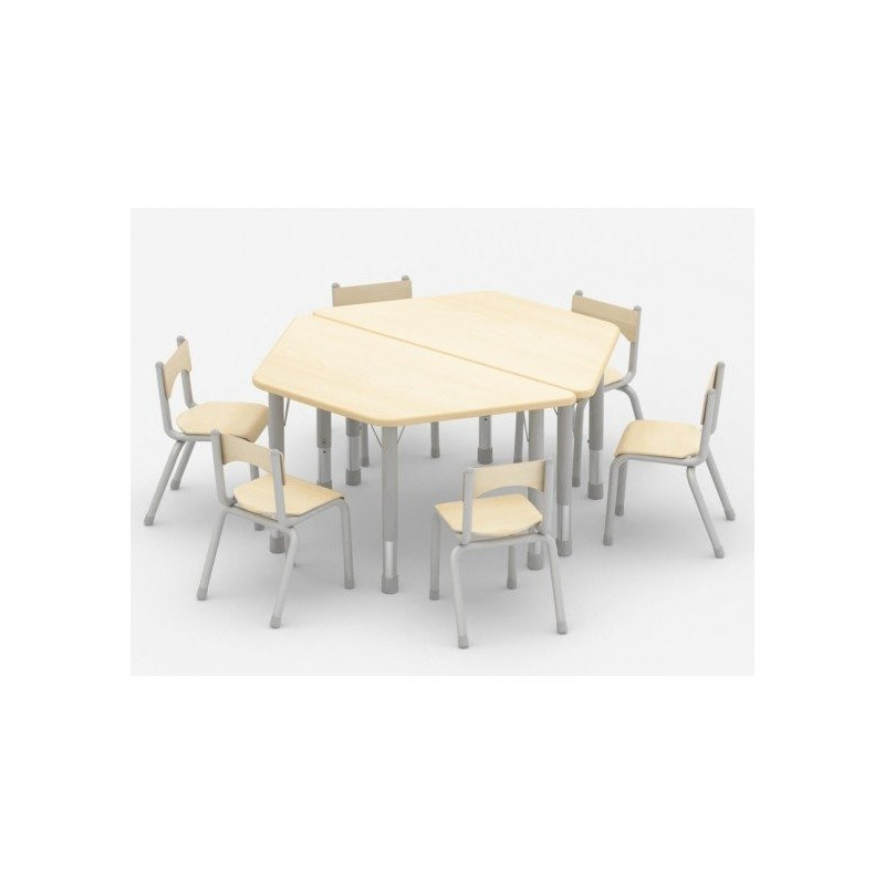 Table trapèze réglable en hauteur 120 x 60 cm