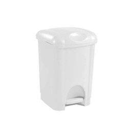 Poubelle à pédale Blanc Couvercle gris - 16 litres