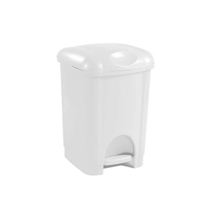 Poubelle à pédale Blanc Couvercle gris - 16 litres