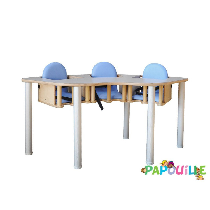 Chaise haute en bois 3 places