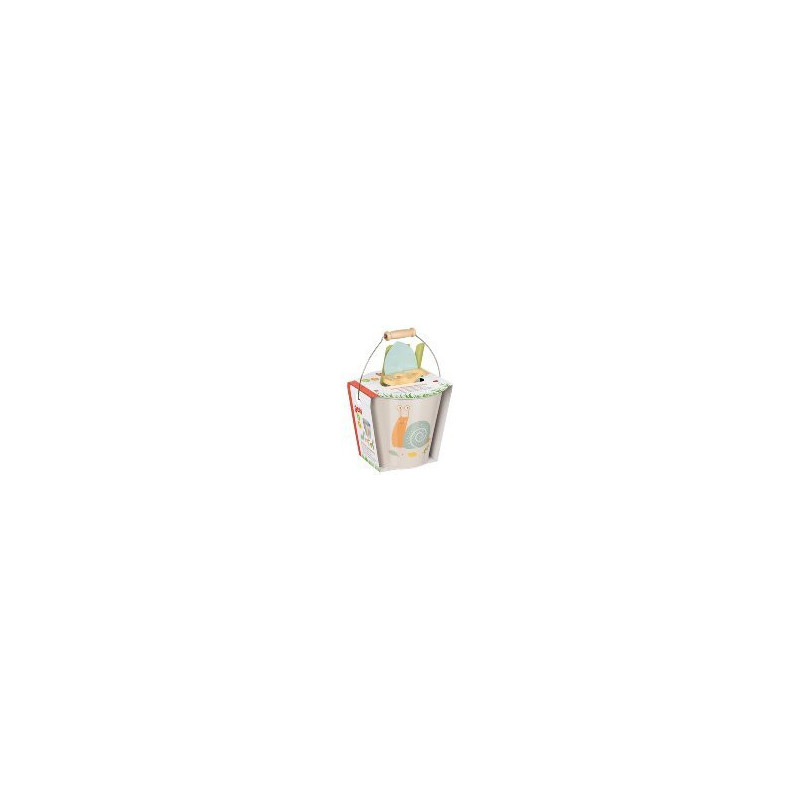 Seau avec outils de jardin, motif escargot
