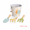 Seau avec outils de jardin, motif escargot