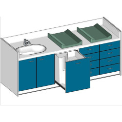 Table à langer 1 cuve 2 plans de change 250 cm