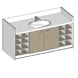 Table à langer sur mesure - 2000 (L) x 850 (Pf)mm + Un robinet douchette à équilibrage de pression DELABIE 2211LEP