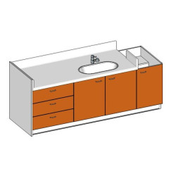 Table à langer avec 1 cuve - 2500 x 850 mm