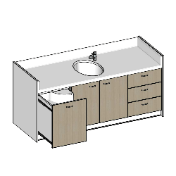 Table à langer 1 cuve avec meubles intégrés - 2200 x 850 mm