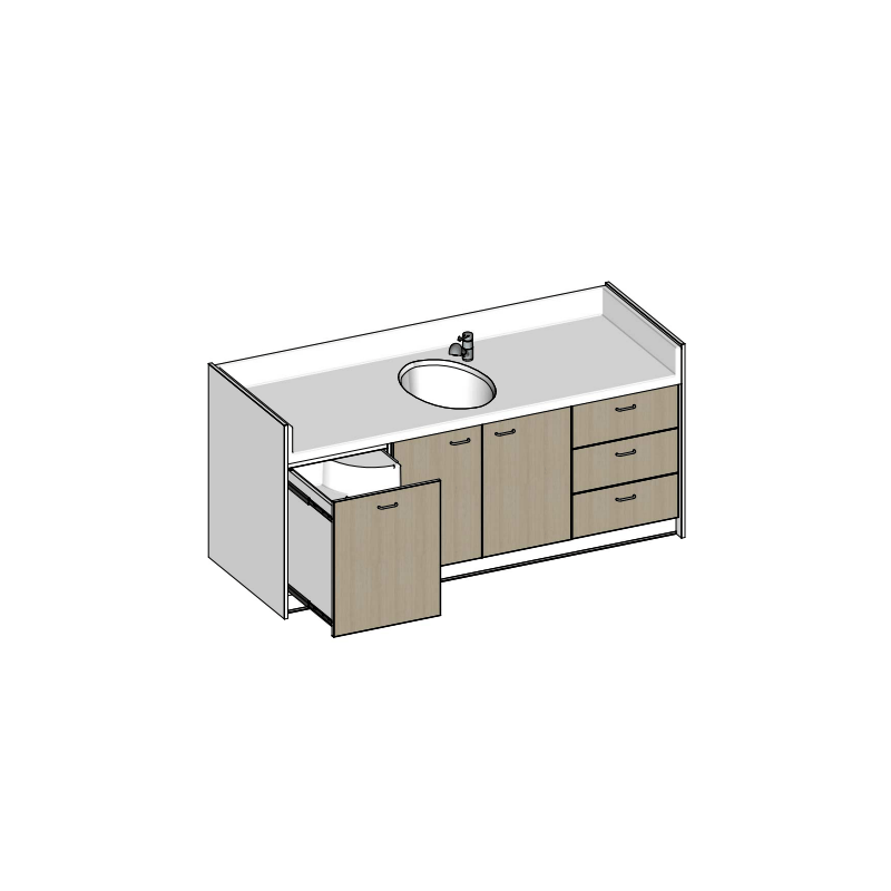 Table à langer 1 cuve avec meubles intégrés - 2200 x 850 mm