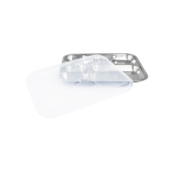 Plateau 5 compartiments inox 30,5 x 23,5 x 2,5 cm avec couvercle