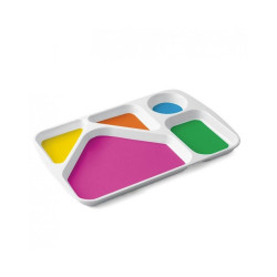 Plateau repas 5 compartiments mélamine colores