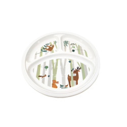 Assiette 3 compartiments mélamine animaux de la forêt